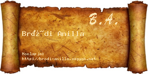 Bródi Anilla névjegykártya